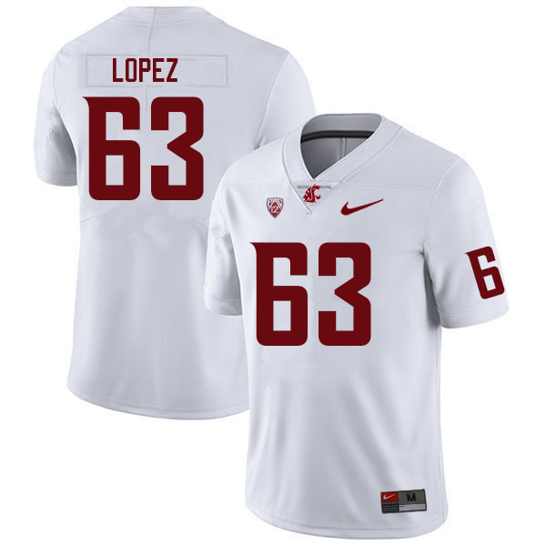 Men #63 Micah Lopez Washington State Cougars College Football Jerseys Sale-White - Click Image to Close